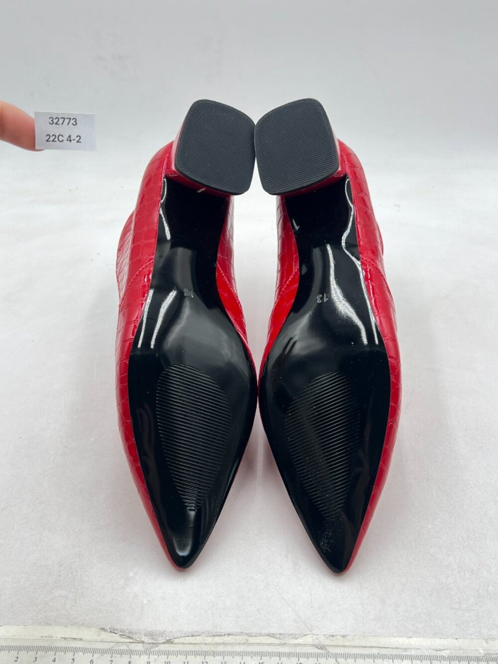 YDN Red Sexy Pointed Toe Ankle Boots Chunky Low Heel Booties Pull on Shoe - Picture 7 of 8